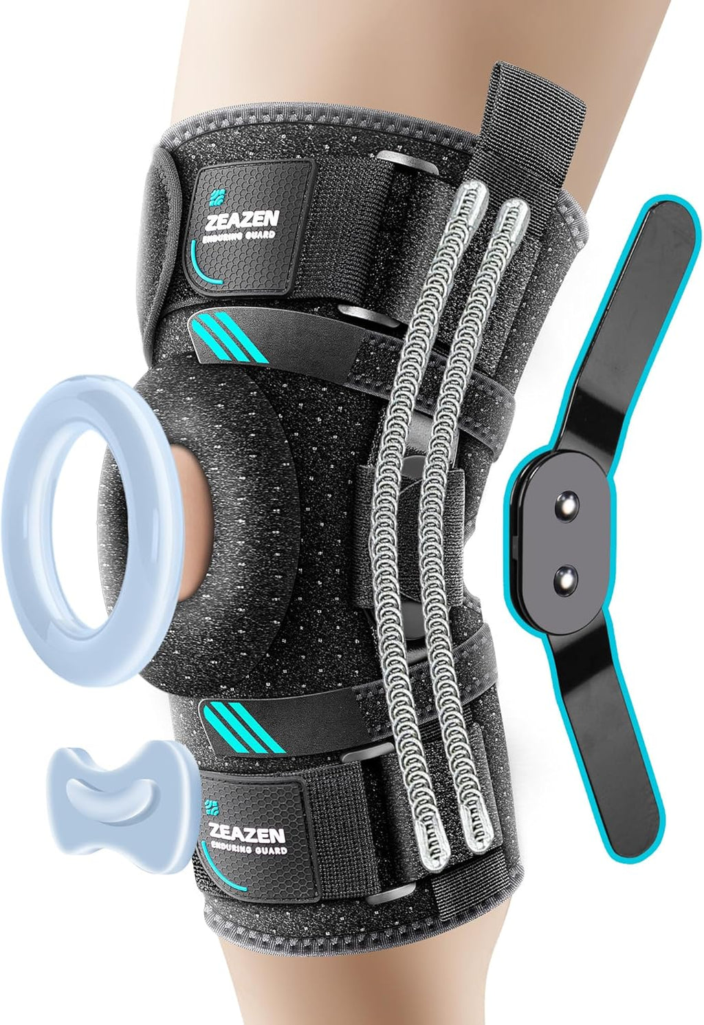 Hinged Knee Brace with Dual Hinges & Patella Compression Pads – Strong Knee Support for ACL, MCL, Meniscus, Joint Stability – Adjustable Open Patella Design for Men and Women, Plus Size Fit (Large)