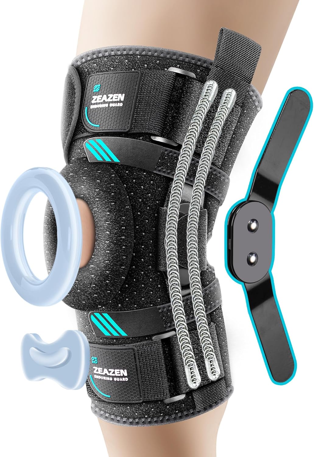 Hinged Knee Brace with Dual Hinges & Patella Compression Pads – Strong Knee Support for ACL, MCL, Meniscus, Joint Stability – Adjustable Open Patella Design for Men and Women, Plus Size Fit (Large)