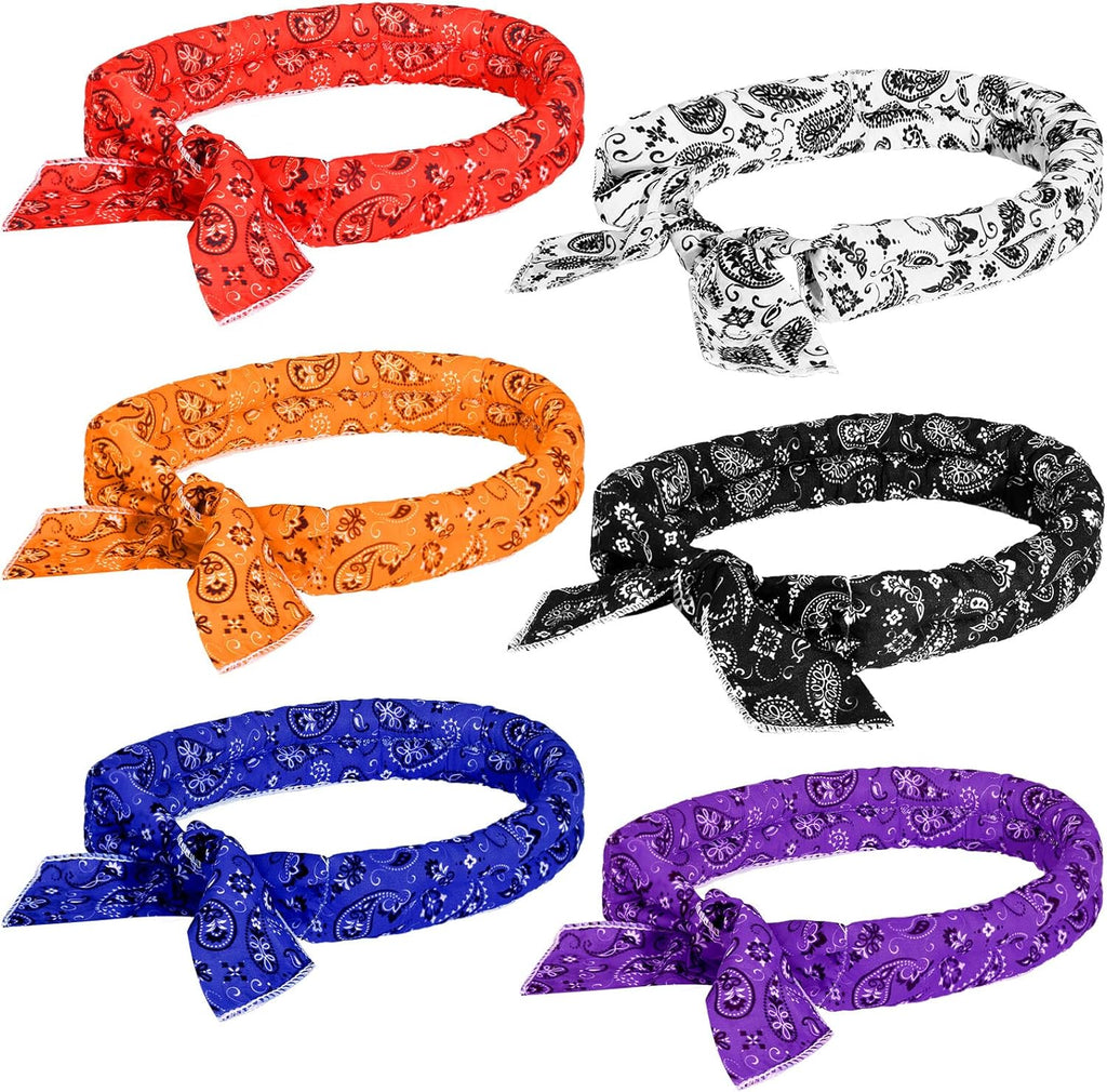 Coume 6 Pack Cooling Neck Wraps Cooler Ice Wrap Scarf Bandanas for Hot Weather Summer Women Men Walking Riding Outdoor