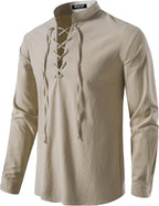 JEMITOP Men's Pure Cotton Retro Lace Up Shirts for Renaissance Pirate Medieval Viking