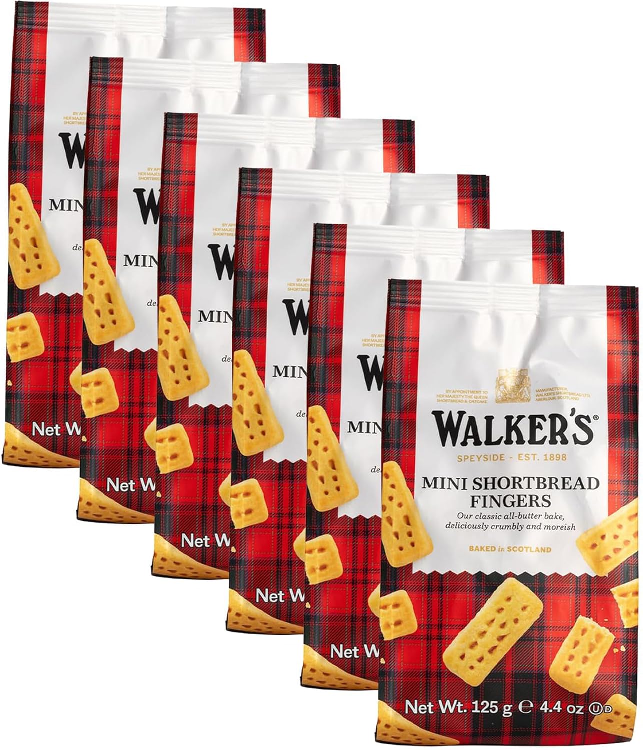 Walker's Shortbread Mini Fingers, Pure Butter Shortbread Cookies, 4.4 Oz (Pack of 6)