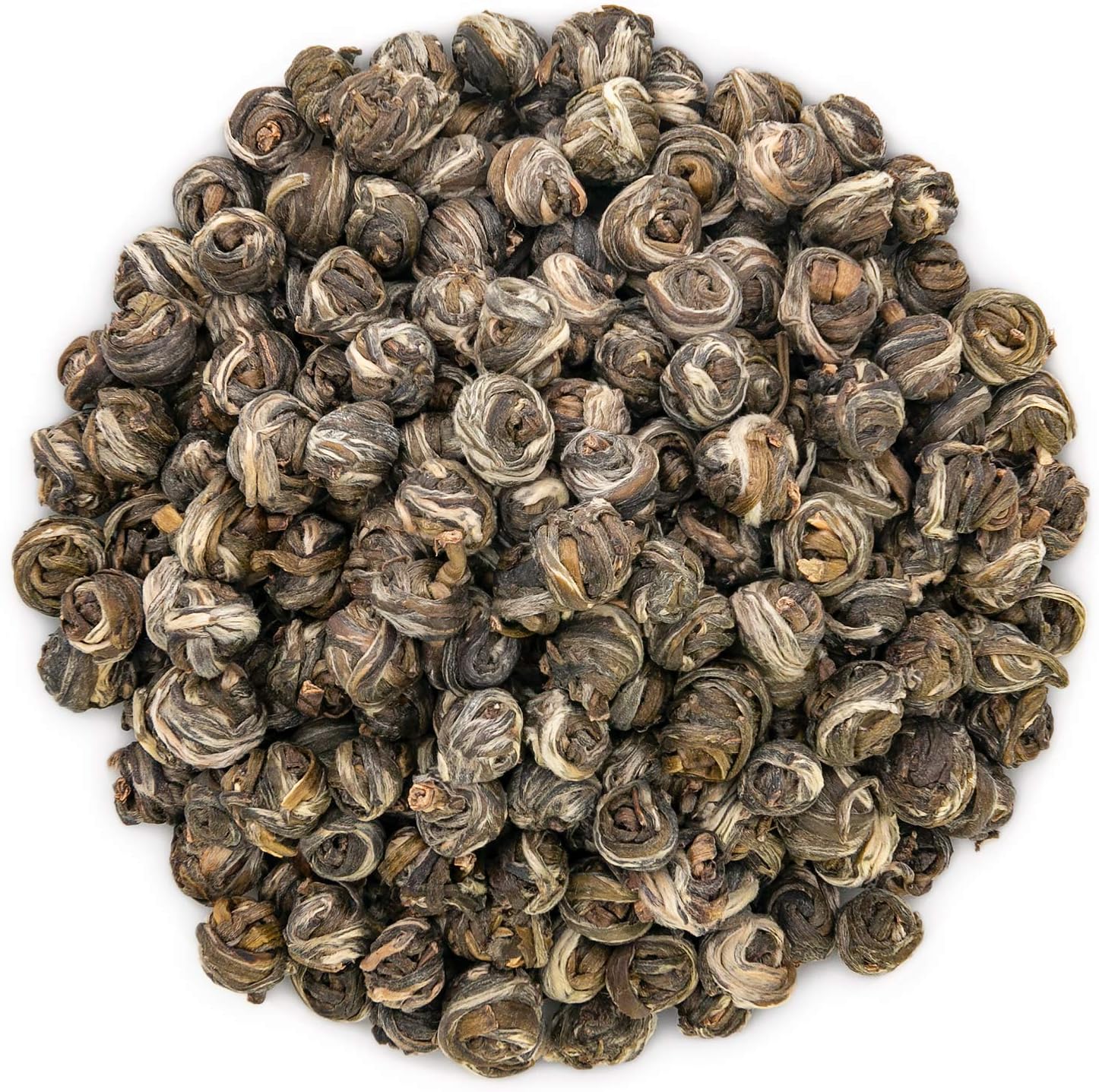 Oriarm Jasmine Pearls Tea Loose Leaf - Chinese Dragon Pearls Jasmine Green Tea Leaves - 1st Grade - Brew Hot or Iced Tea - 250g Ziplock Resealable Bag