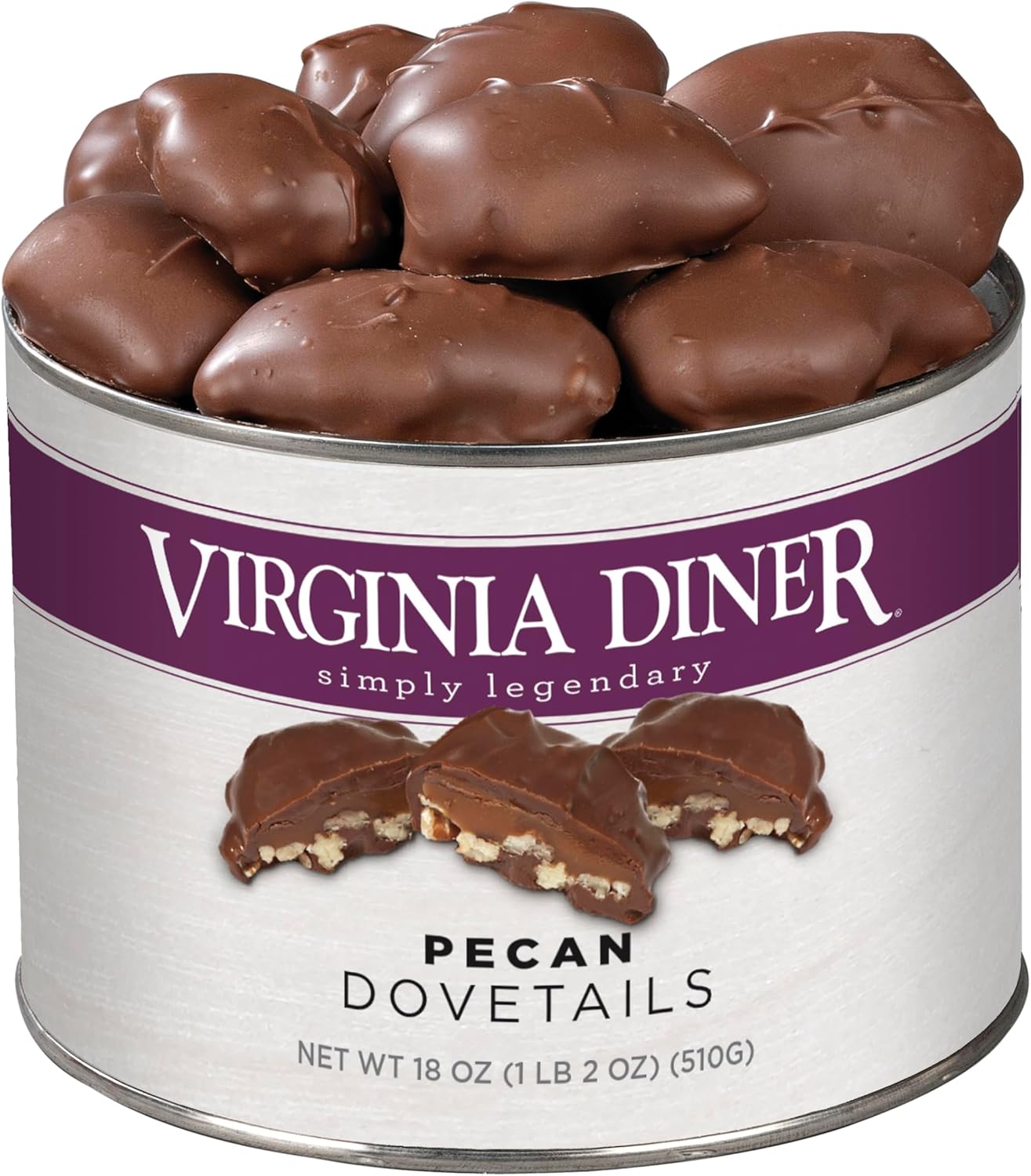 Virginia Diner Chocolate Pecan Dovetail Candy Clusters with Caramel - Preservative Free Gifts from Virginia Since 1929-18 Oz