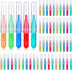 Patelai 50 Counts Braces Brush for Cleaner Interdental Brush Toothpick Dental Tooth Flossing Head Oral Dental Hygiene Flosser Toothpick Cleaners Tooth Cleaning Tool(Red, Blue, Green, Orange)