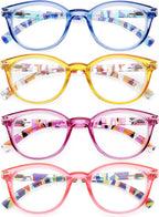 HEEYYOK 2.5 Round Reading Glasses For Women Round Readers Womens For Small Face Spring Hinges Ladies Colorful cheaters reading glasses 4Pack