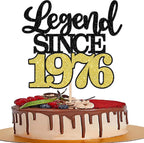 1 PCS Legend Since 1976 Cake Topper Black Gold Glitter Fifty Happy 50th Birthday Cake Pick Cheers to 50 Years Cake Decoration for 50th Birthday Wedding Anniversary Party Decorations Supplies
