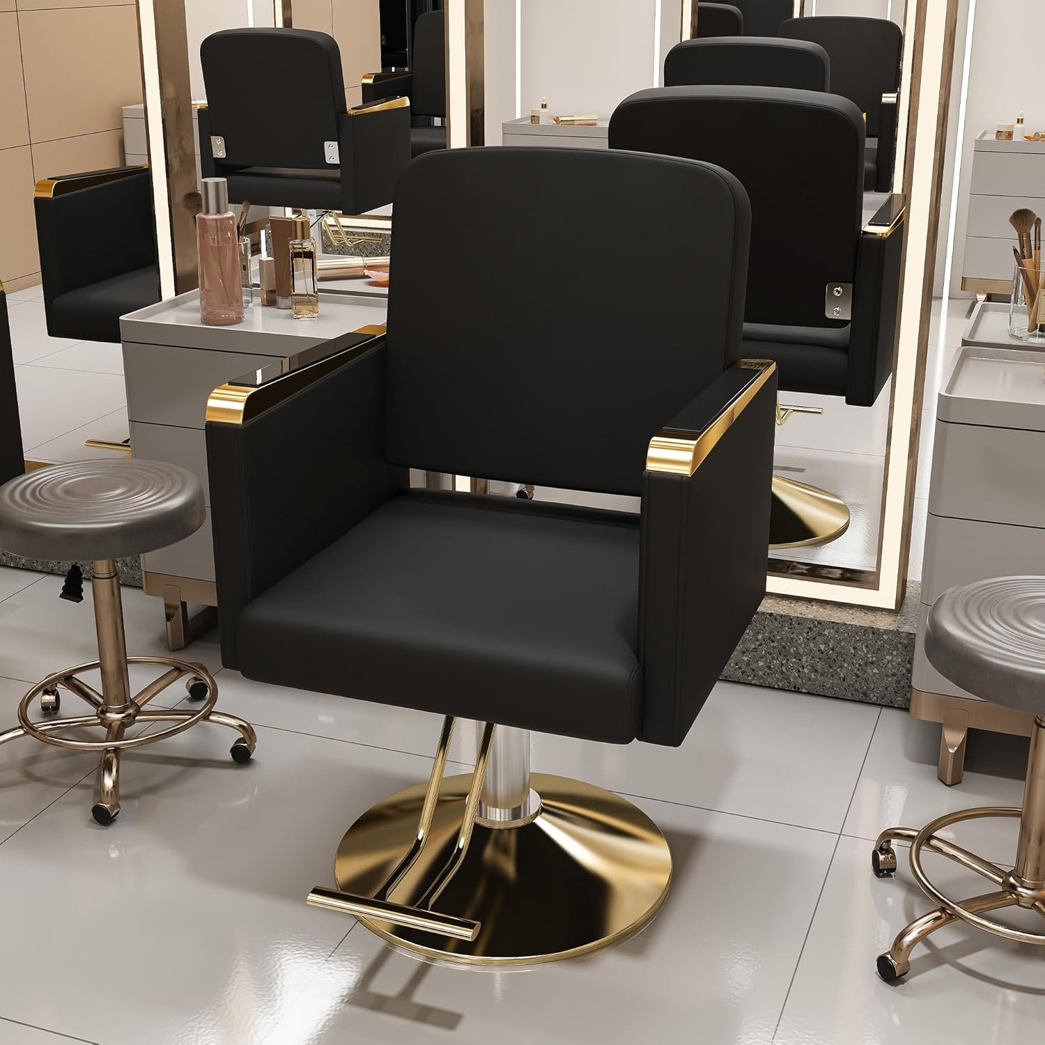 Hydraulic Salon Chair 360° Swivel - Professional Barber Stylist Chair with Pump, Non-Tilting Hairdressing Chair for Salon Tattoo Spa(Single Pack)