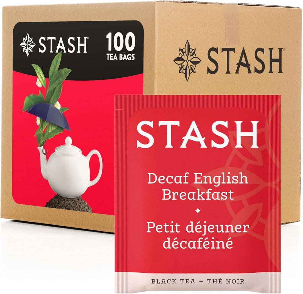 Stash Tea Decaf English Breakfast Black Tea - Decaf, Non-GMO Project Verified Premium Tea with No Artificial Ingredients, 100 Count (BULK PACKAGING)