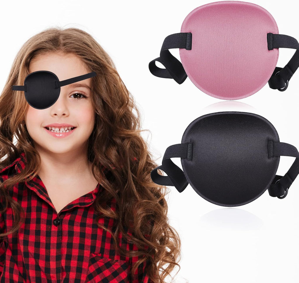 2 Pcs Eye Patch, Medical Eye Patches for Adults Kids Adjustable Eyepatch for Right/Left Eye, Amblyopia Lazy Eye Patch