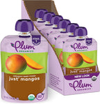 Plum Organics Just Mangos, 4+ Months - Organic Baby Food Pouches, 3.5 oz Pouch (Pack of 6)
