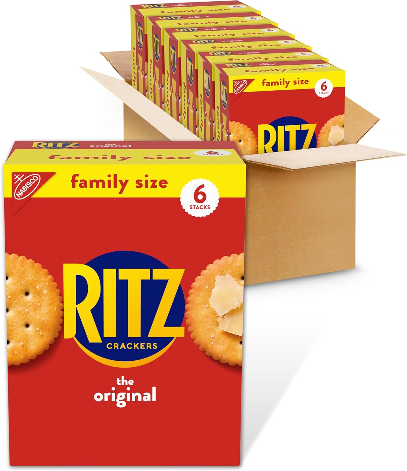 RITZ Original Crackers, Snacks for Kids and Adults, Bulk Lunch Snacks, Family Size, 6 - 20.5 oz Boxes