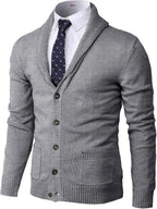 H2H Mens Casual Comfortable Fit Cardigan Sweater Shawl Collar Soft Fabric