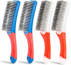 4 Pack Wire Brush for Rust Removal & Paint Removal, Heavy Duty Stainless Steel Wire Brushes for Cleaning, Metal Wire Brush with Rubber Handle