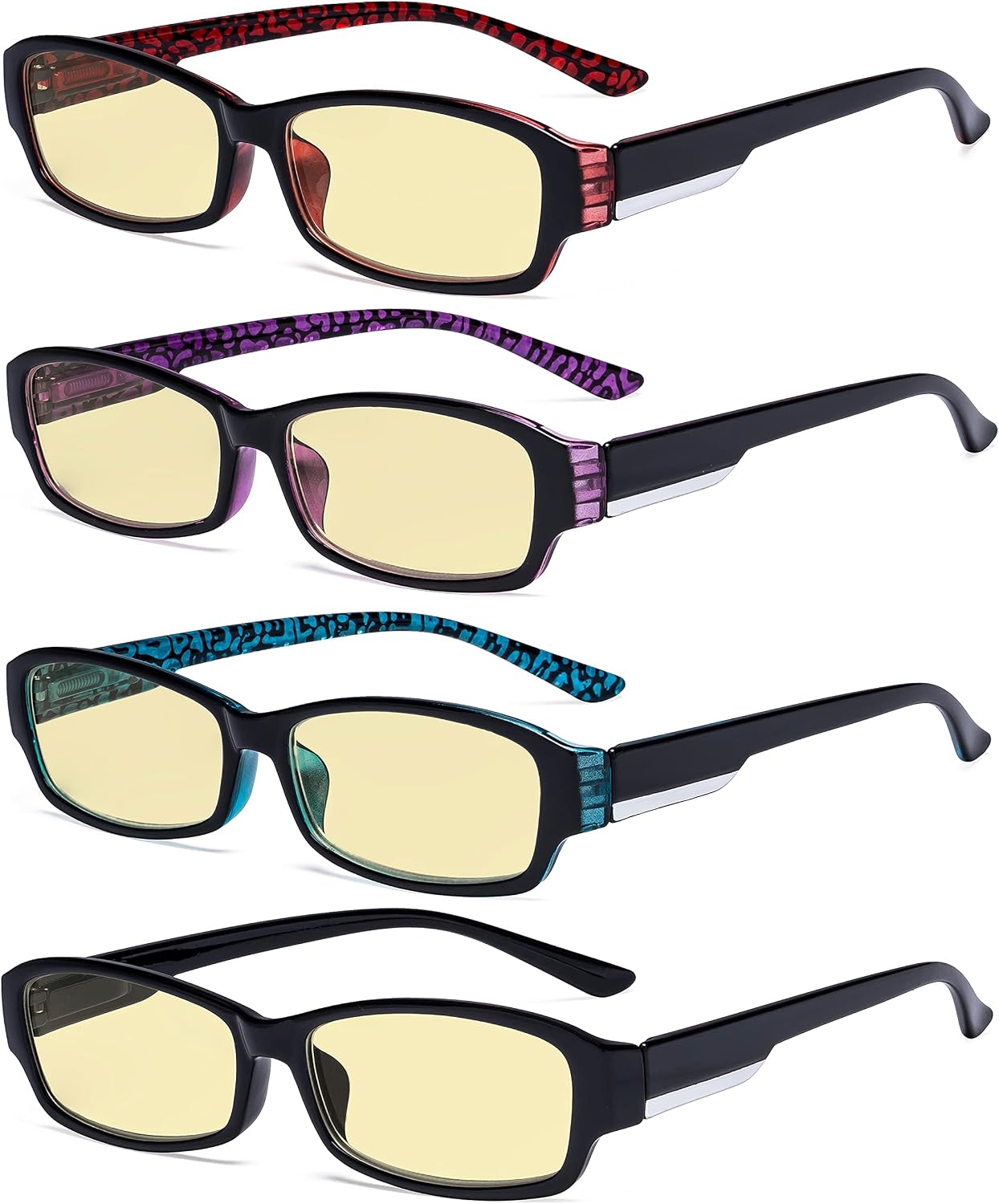 Eyekepper 4-pack Reading Glasses Blue Light Blocking for Women Yellow Tinted +2.00