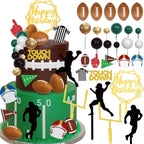 28 Pieces Football Cake Decorations Football Cake Toppers with Mini Foam Balls, Rugby Player, Touch Down, Goal Post Cupcake Toppers for Sports Themed Birthday Party Decor Game Day Party Supplies