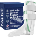 AnklePro Air Gel Stirrup Ankle Brace, Hard Core Side Stabilizer With Removable Cold Therapy Air Cushion & Gel Pad for Ankles, Ankle Brace for Women and Men, Ankle Support, Regular, White