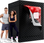 KASUE Upgraded 2 Person Sauna, Portable Infrared Sauna with 5-Layer Waterproof, 2 Steamers, 2 Folding Chair, 71”x 36”x 49” for Indoor, Outdoor, Gym, Spa, Carbon Black