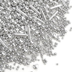 Edible Silver Heart Sprinkles, 130g/4.58oz, Silver Pearl Sprinkles For Cake Decorating, Edible Silver Cake Decorations, Birthday Party Supplies