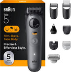 Braun Series 5 All-in-One Beard & Body Grooming Kit for Men, Cordless Trimmer, Hair Clippers & Shaver for Face, Hair & Body with Smooth Shave Head, AIO 5510