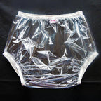 Adult Pull on Plastic Pants Anti-Side Leakage Incontinence Safety Pants Quiet Waterproof Diaper Covers Reusable,Clear,M