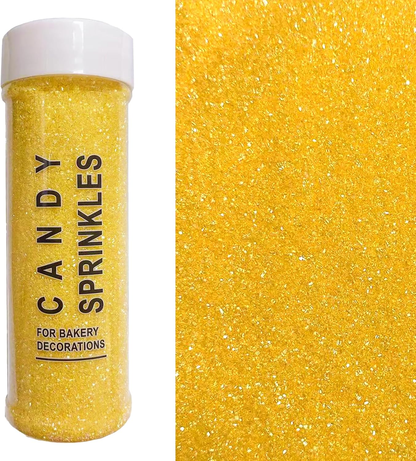 PhilaeEC Yellow Sanding Sugar Edible Sparkling Crystals for Baking Cake Decoration Cookie Ice Cream Cupcake Toppers Wedding Party Valentines Halloween Christmas Supplies 5oz