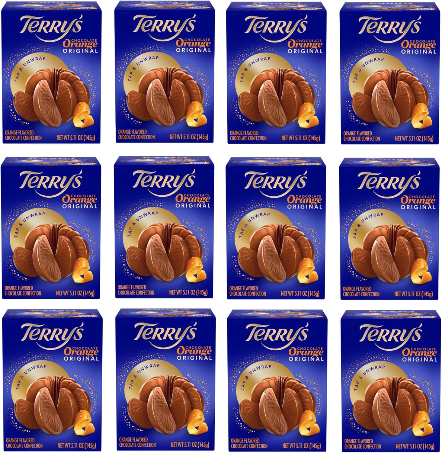 Terry's Milk Chocolate Oranges - Pack of 12-5.11 oz Per Orange of Delicious Tasting Chocolate - Stocking Stuffer and Party Favors - Great for Sharing with Friends and Family