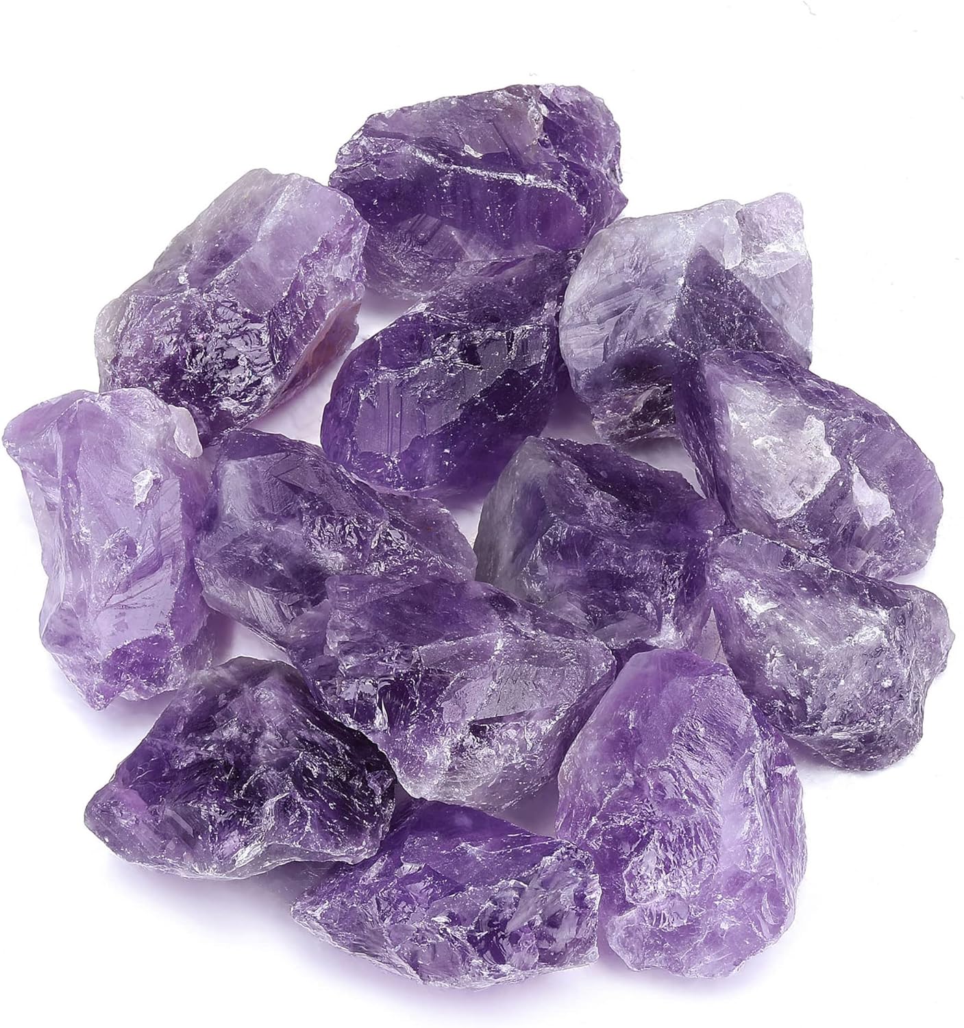 Top Plaza Bulk Amethyst Healing Crystals Rough Stones - Large 1" Natural Raw Stones Crystal for Reiki Healing, Wicca, witchcraft, Tumbling, Cabbing, Fountain Rocks, Decoration, Polishing 0.5lb