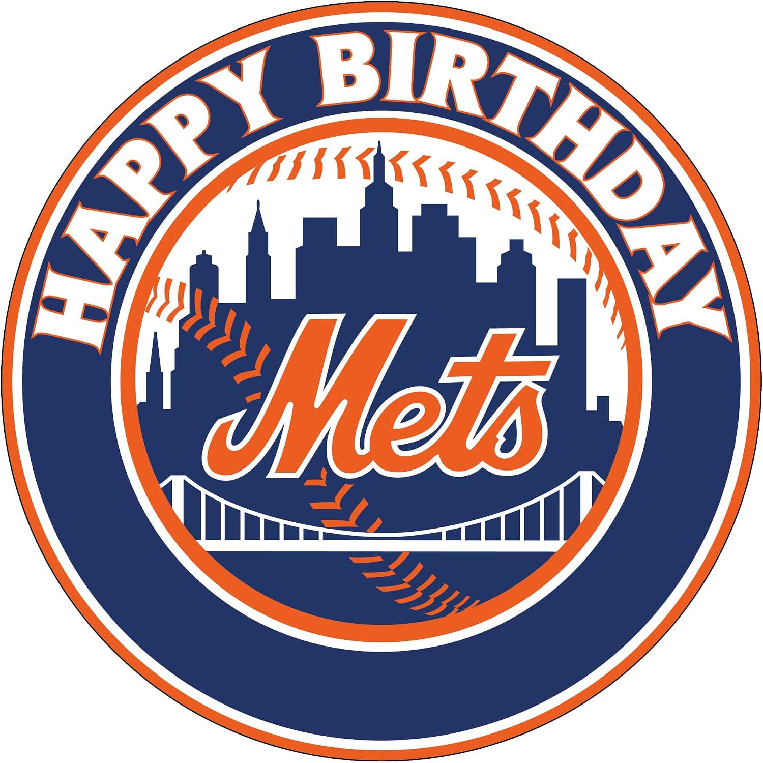 7.5 NY basketball Cake Topper – Round Edible Birthday Cake Decorations, Happy Birthday Cake