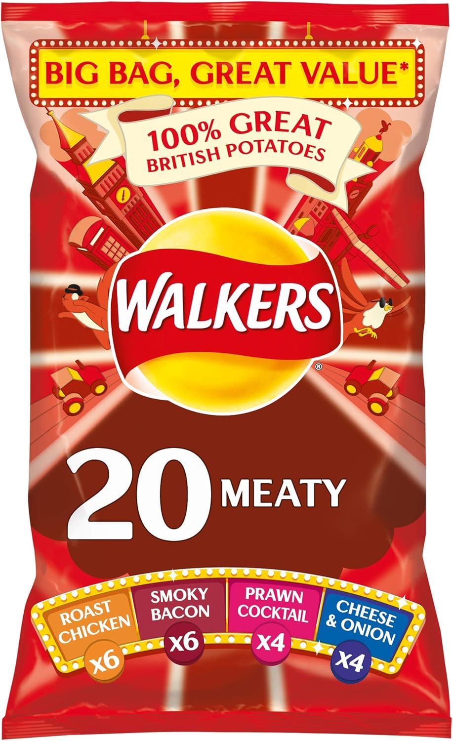 Walkers Meaty Multipack Crisps, 20 x 25 g