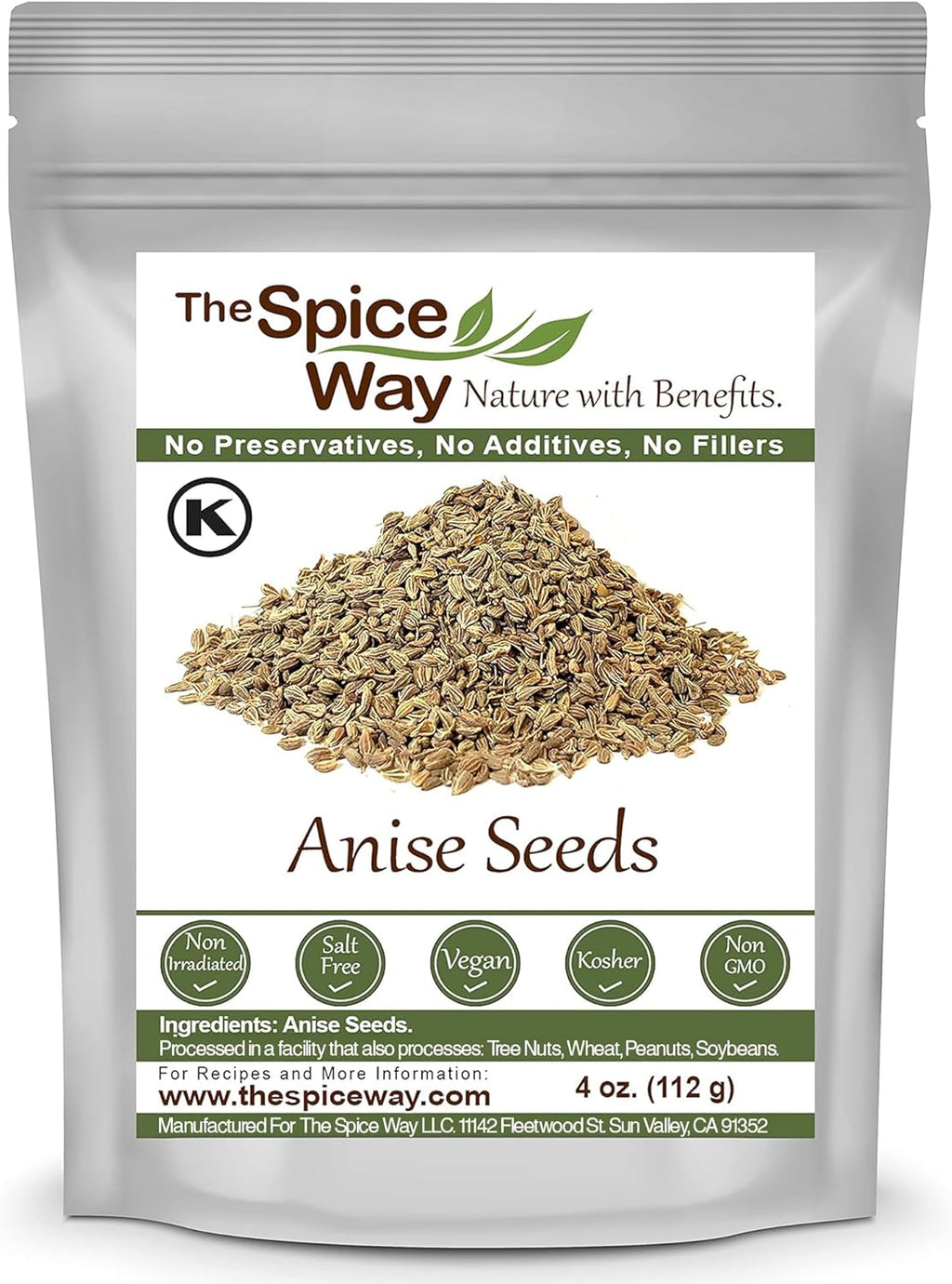 The Spice Way Premium Anise Seeds - Whole seeds (4 oz) also called Aniseed. Used for baking bread, cooking and even tea.