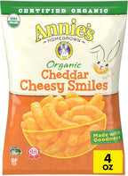 Annie's Organic Cheddar Cheesy Smiles, Baked Corn Puffs, Gluten Free, 4 oz