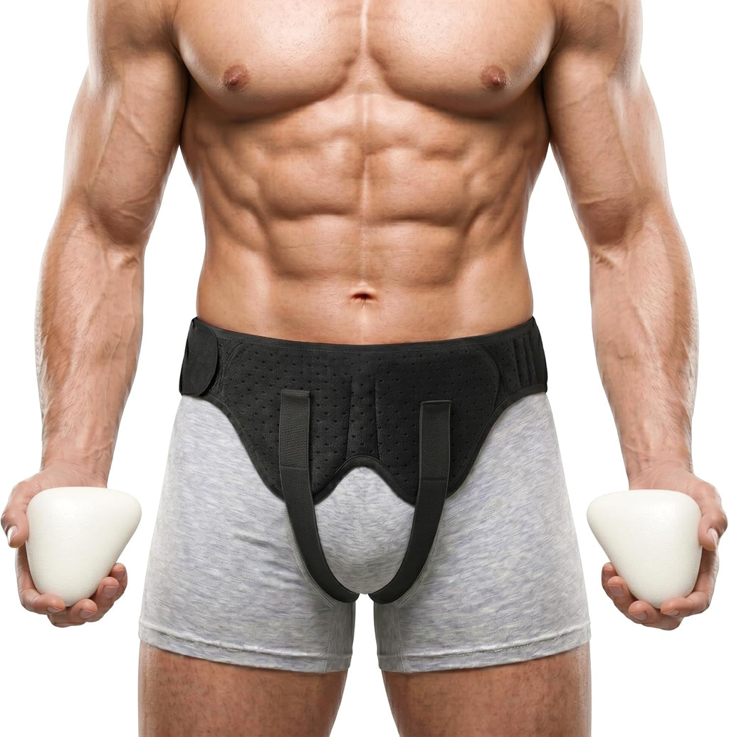 BLITZU Hernia Belt for Bilateral, Double or Single Inguinal, Groin Hernia Support Truss for Men, Women, Pain Relief, Surgery Recovery, Adjustable with 2 Removable Medical Compression Pads. S-M