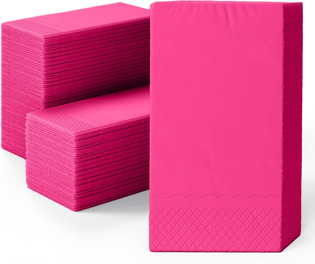 Cerise Dinner Napkins Disposable 8" x 4" Folded - 40 Pcs 2 Ply Cerise Napkins Disposable Paper Guest Towels for Bathrooms, Dinners, Everyday Parties & Party Supplies