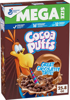 Cocoa Puffs, Chocolatey Breakfast Cereal, Made with Whole Grain, Mega Size, 25.8 oz