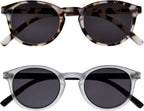 OPULIZE ZEN Reading Sunglasses for Women Men,Tinted Lens with UV400 Protection,Scratch Resistant Round frame with Spring Hinges, Light Brown Tortoiseshell,Clear Crystal Black +3.5 (Pack of 2)