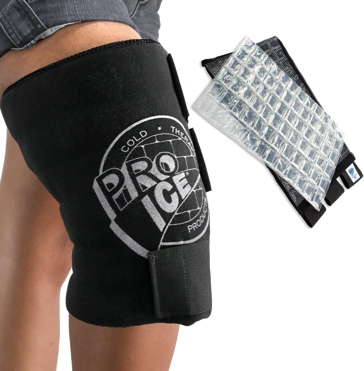 Pro Ice Cold Wrap for Left & Right Knee - Reusable Ice Packs for Injuries Included - Ideal for Knee Sprains, Swelling & Arthritis - PI 420