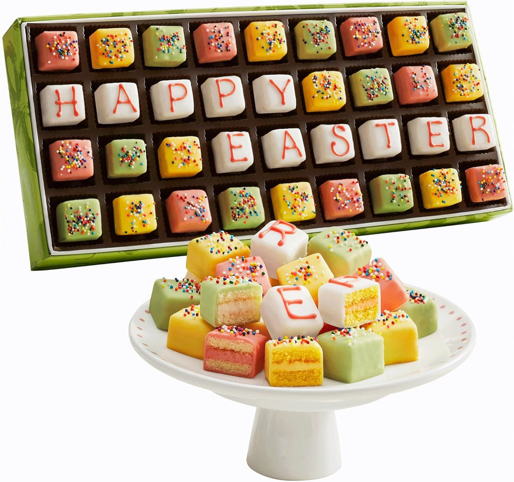 The Swiss Colony Mini Easter Petits Fours: A Delightful Cake Assortment of Decadent Petits Fours Layer Cakes, and Gourmet Easter Treats - A Gift of 36 (.25 oz. each) for Your Easter Basket