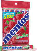 Mentos Strawberry Chewy Mint Candy Roll, 14 Pieces Per Roll, 6 Count Party Pack