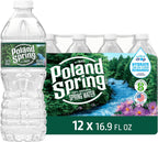 Poland Spring Brand 100% Natural Spring Water, plastic bottles,16.9 Fl Oz (Pack of 12)