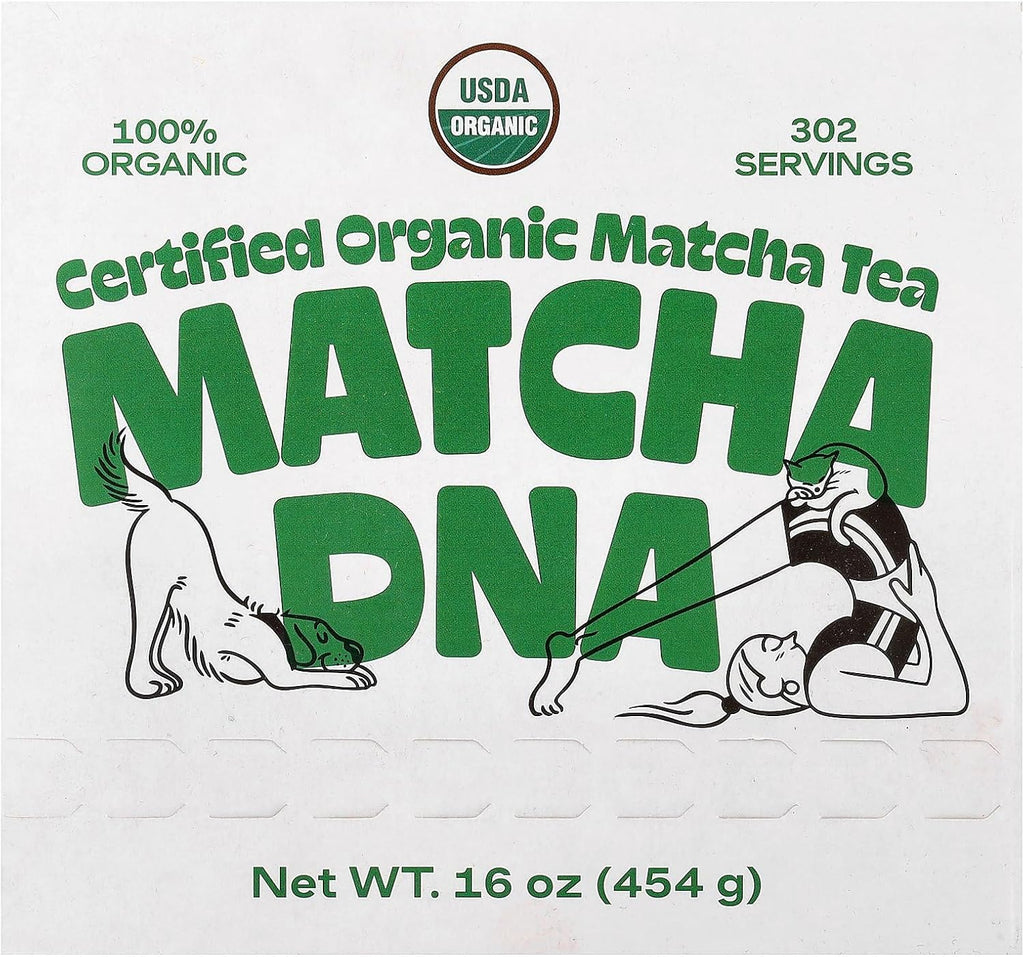 Matcha DNA Organic Matcha Powder - XXL 16oz TIN – Matcha Green Tea - USDA Organic Gluten-Free Vegan, Unsweetened No Additives - Everyday Green Macha Powder Tea for Lattes, Smoothies, Baking & Recipes
