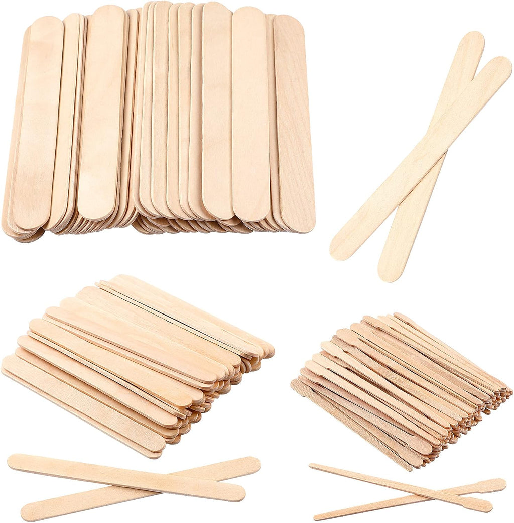 JANYUN 150 Pcs Assorted Style Eyebrow Wax Sticks Waxing Applicator Wooden Wax Spatulas Kit for Face and Small Hair Removal Sticks