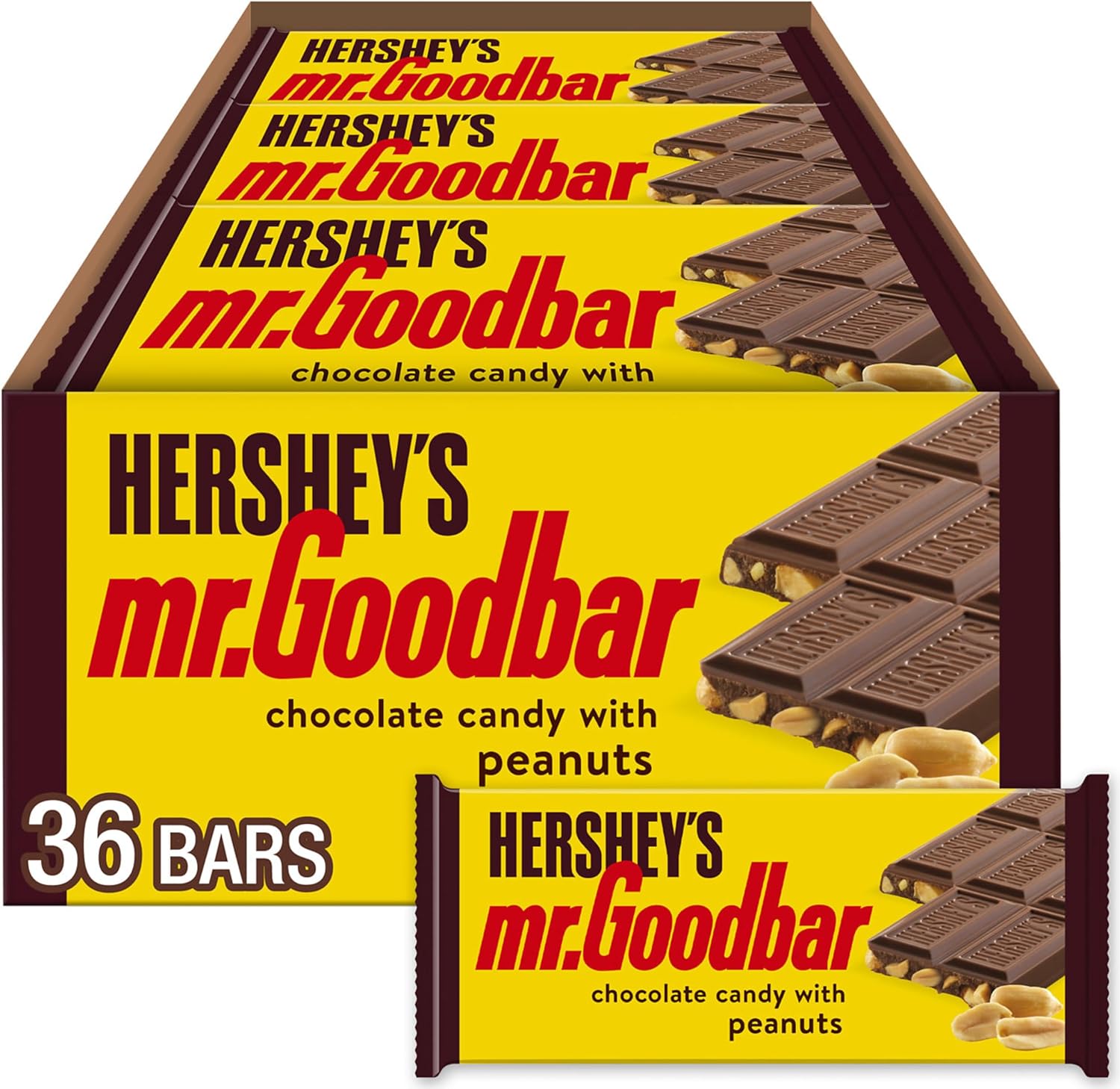 HERSHEY'S MR. GOODBAR Chocolate with Peanuts Candy Bars, 1.75 oz (36 Count)