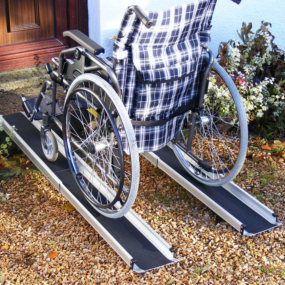 Heavy Duty Non-Slip Aluminum Telescopic Ramp (2 Pieces), Disability Wheelchair Mobility Portable Ramp, Suitable for Manual Wheelchairs, Heavy-Duty Scooters, Electric Wheelchairs,2ft