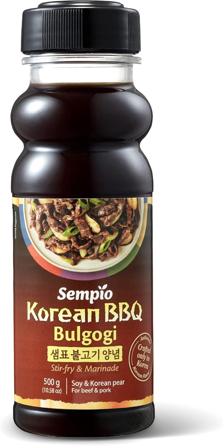 Sempio Korean BBQ Original Bulgogi Marinade: Sweet & Savory Authentic Korean BBQ Sauce with Soy Sauce & Pear, Perfect for Stir-Fry & Grilled Meats, Zero Trans Fat (17.63fl oz / 500g)
