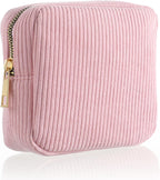 Menstrual Bags For Teen Girls, Corduroy Sanitary Napkin Storage Bag Mini Makeup Pouch Portable Period Pouch With Zipper Sanitary Pads Bag Tampons Holder For Purse First Period Women（Pink） (Pink)