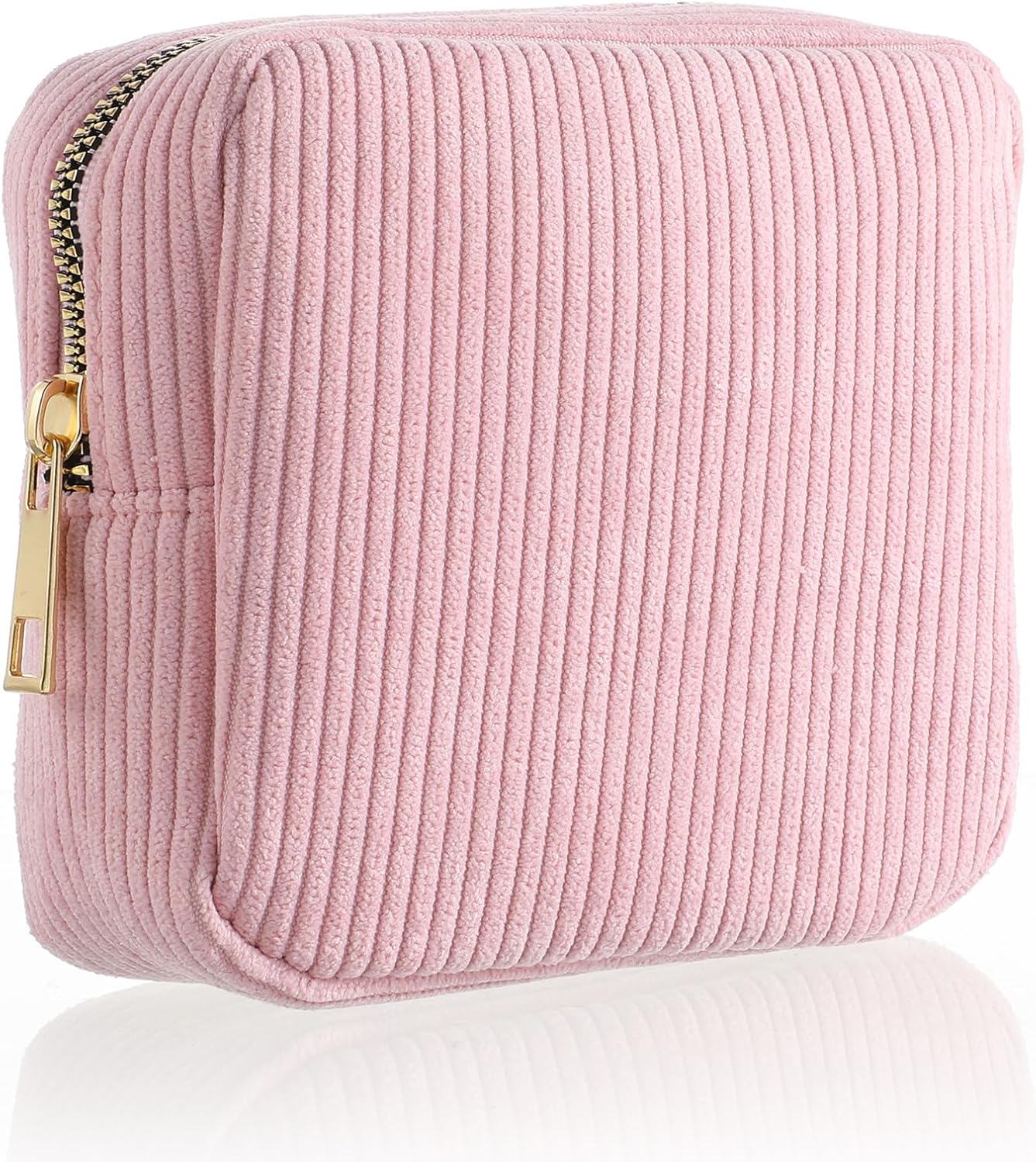 Menstrual Bags For Teen Girls, Corduroy Sanitary Napkin Storage Bag Mini Makeup Pouch Portable Period Pouch With Zipper Sanitary Pads Bag Tampons Holder For Purse First Period Women（Pink） (Pink)