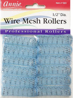 Annie Wire Mesh Rollers – X-Small 1/2 Inch Hair Curlers for Tight Curls & Ringlets, Heatless Styling Tools for Short to Long Hair – 12 Count (Blue)