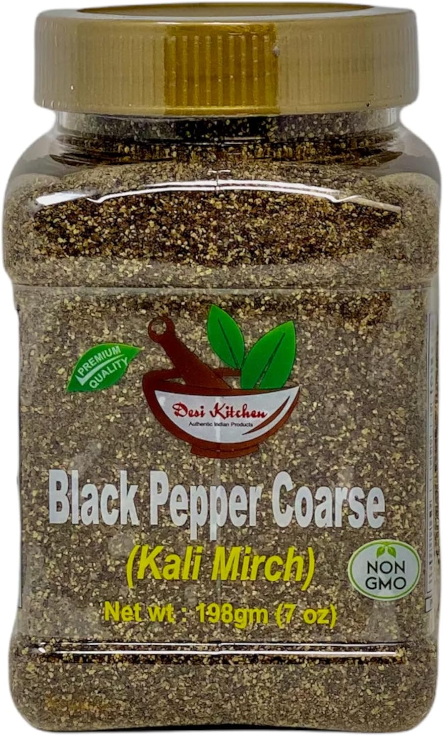 Desi Kitchen Black Pepper Coarse (Kali Mirch) 7oz (198g) | All Natural Spices | Salt Free | Vegan | NON GMO | By Rani Foods