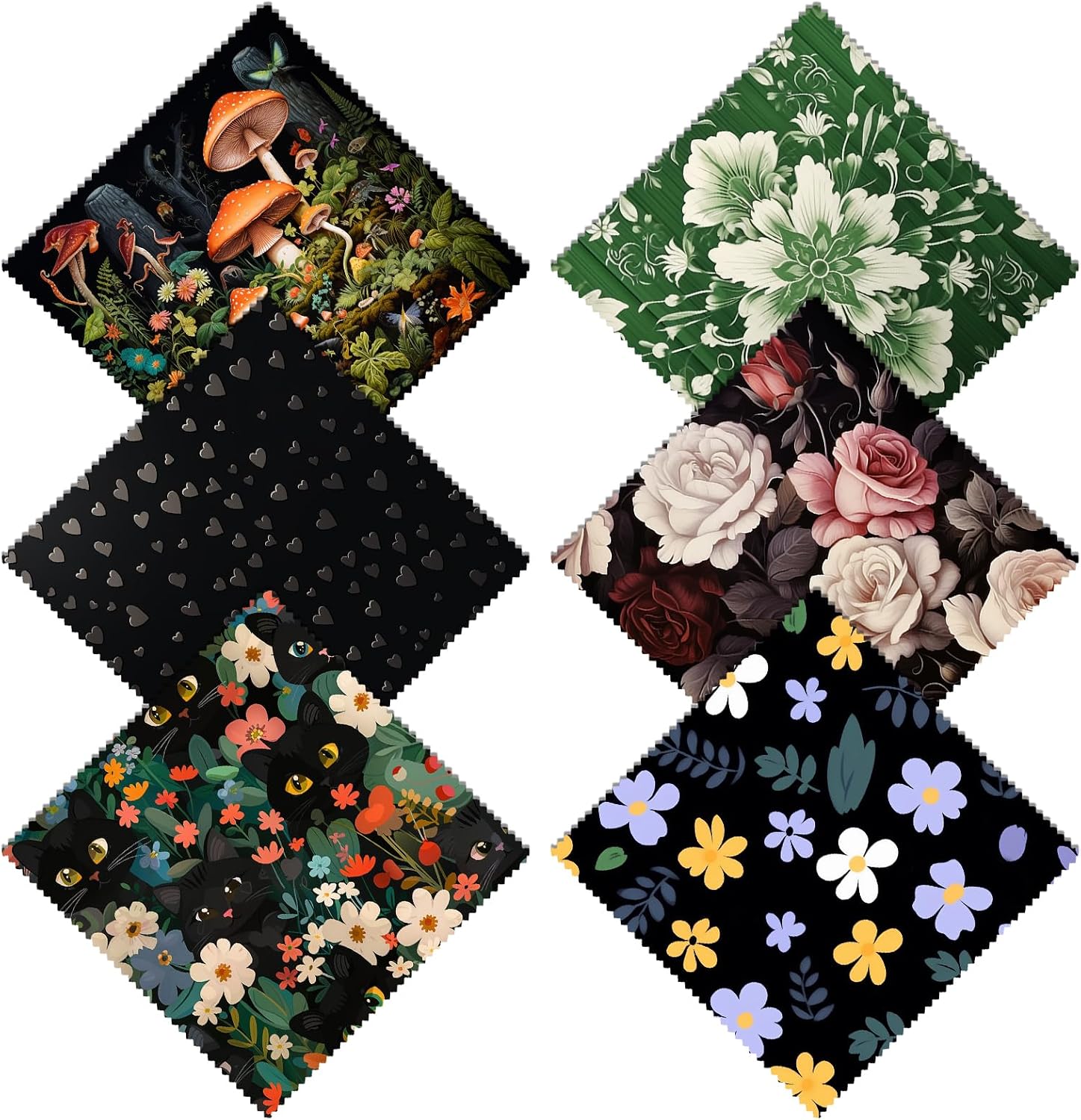 6 PCS Glasses Cleaning Cloth Eyeglass Lens Microfiber Cleaning Cloth Reusable Phone Screens Camera Cute Aesthetic Women Girls(6.3"x6.3")-Green Black