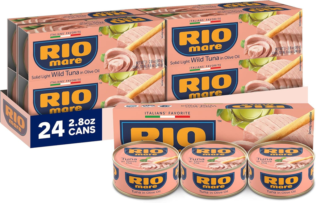 Rio Mare Premium Yellowfin Tuna in Olive Oil, 3 x 2.8 Ounce Can (Pack of 8, Total 67.2 Ounce), Italy's No.1 Tuna Brand, Wild Caught, High Protein Canned Tuna